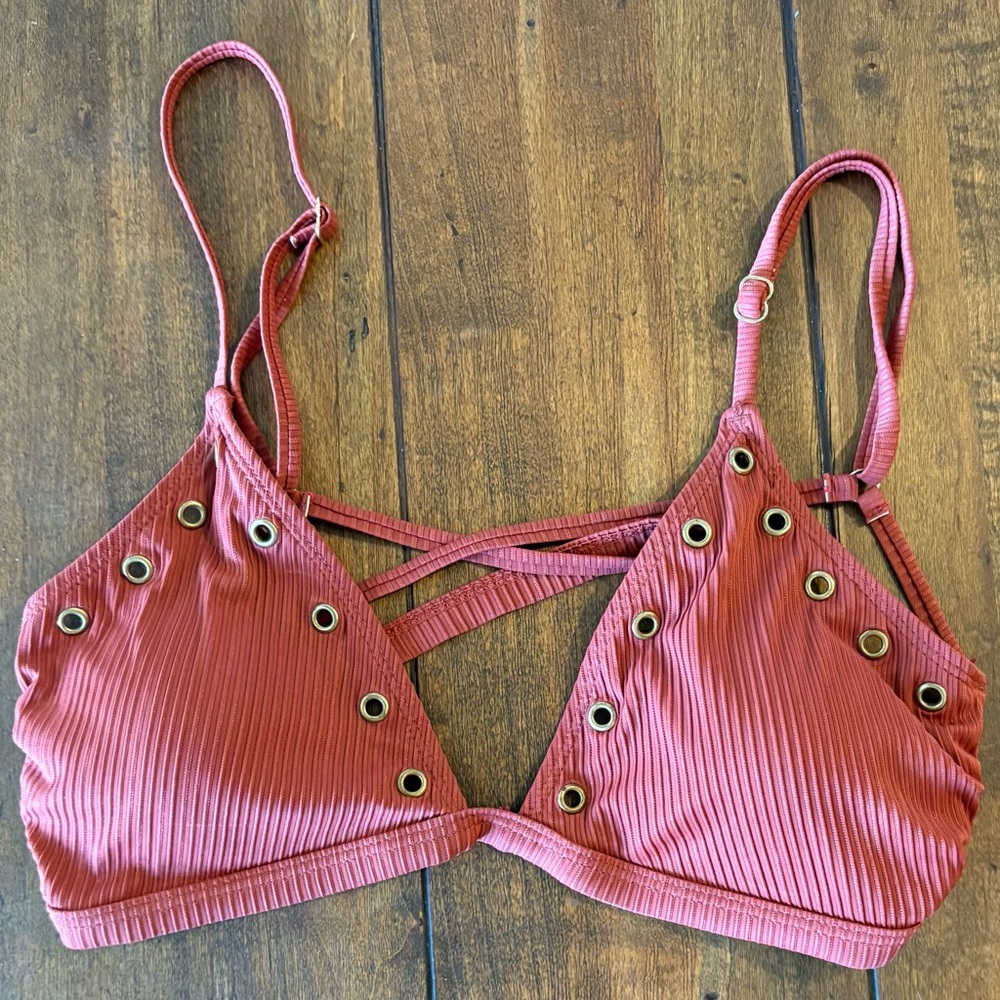 TiniBikini Copper Bikini Top with Grommet Accents - Rust color